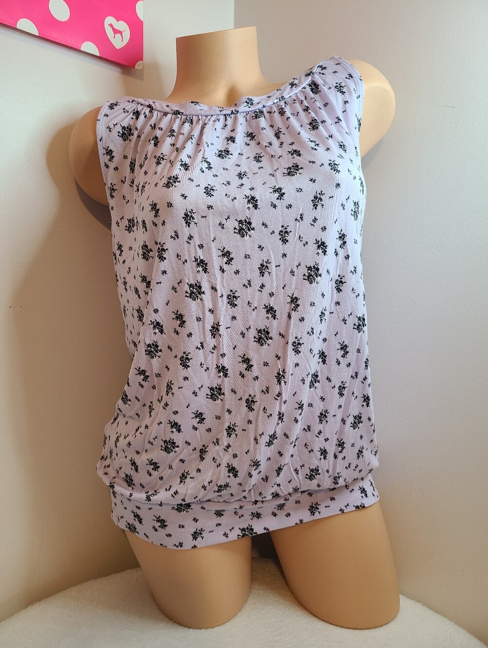 LOFT Lavender Floral Sleeveless Blouson Casual Tank Size M